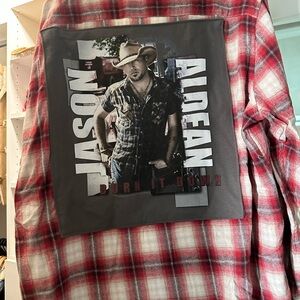 Modern Vintage Jason Aldean soft Red Plaid Graphic Men's Shirt